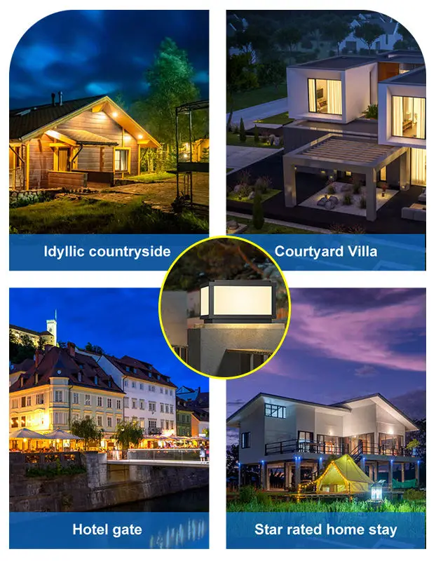 Outdoor Waterproof Wall Lamps Metal Garden Led Column Headlights Patio Doorpost Lights Villa Viewing Pillar Solar Bollard Light