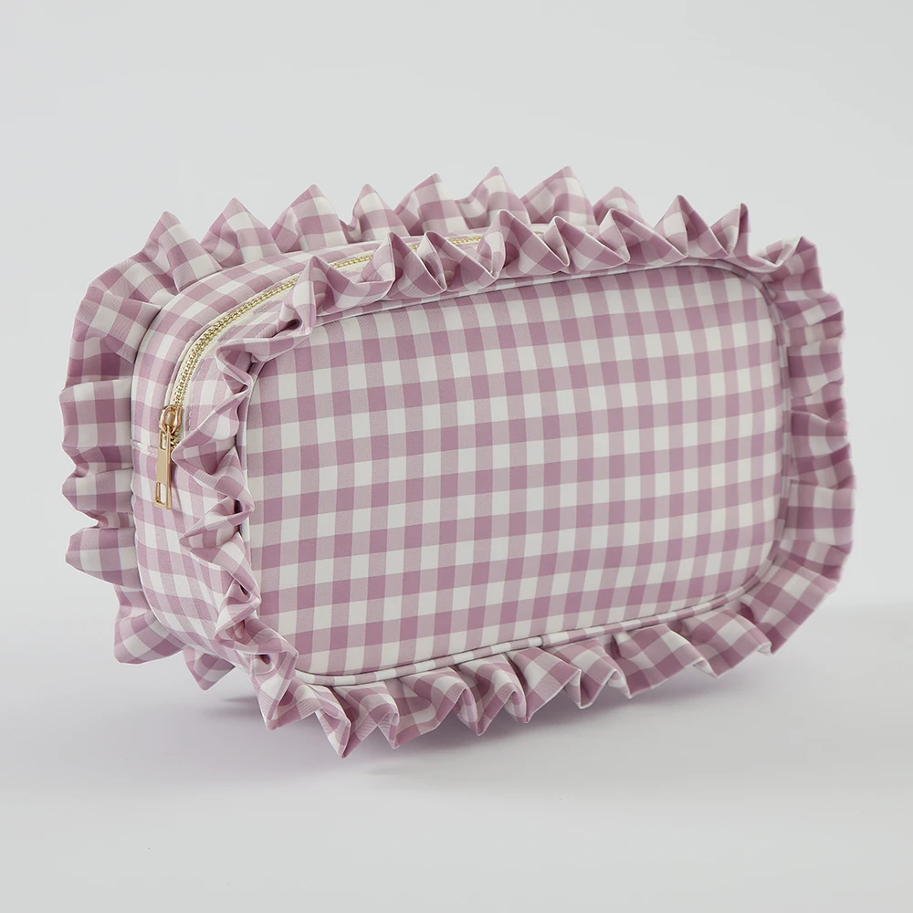 Factory Wholesale Cute Cosmetic Bags Ruffle Full Series Travel Cosmetic Bags Travel Portable Large Capacity Cosmetic Bag Set