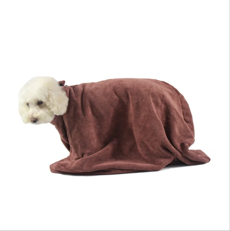 
Microfiber pet towel square absorbent dog bathrobe can be tied pet towel 