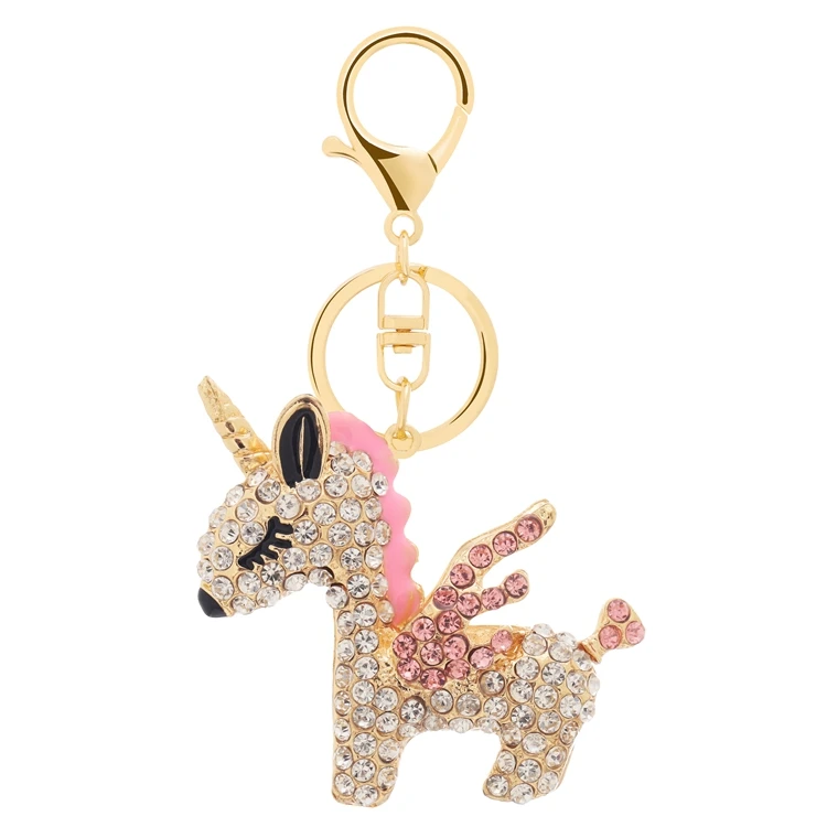 Hot selling design customized unicorn diamond keychain japan beauty girl pendant keychain