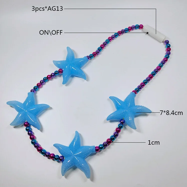 Fashion Led Light Up Necklaces Party Starfish Necklace Festivals Decorations Flashing Led Beads Necklace