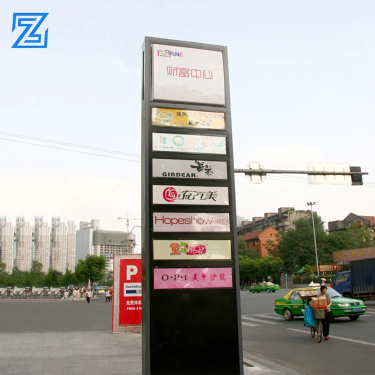 Custom pylon sign free standing parking pylon signage pylon signs outdoor metal backlit letter sign board