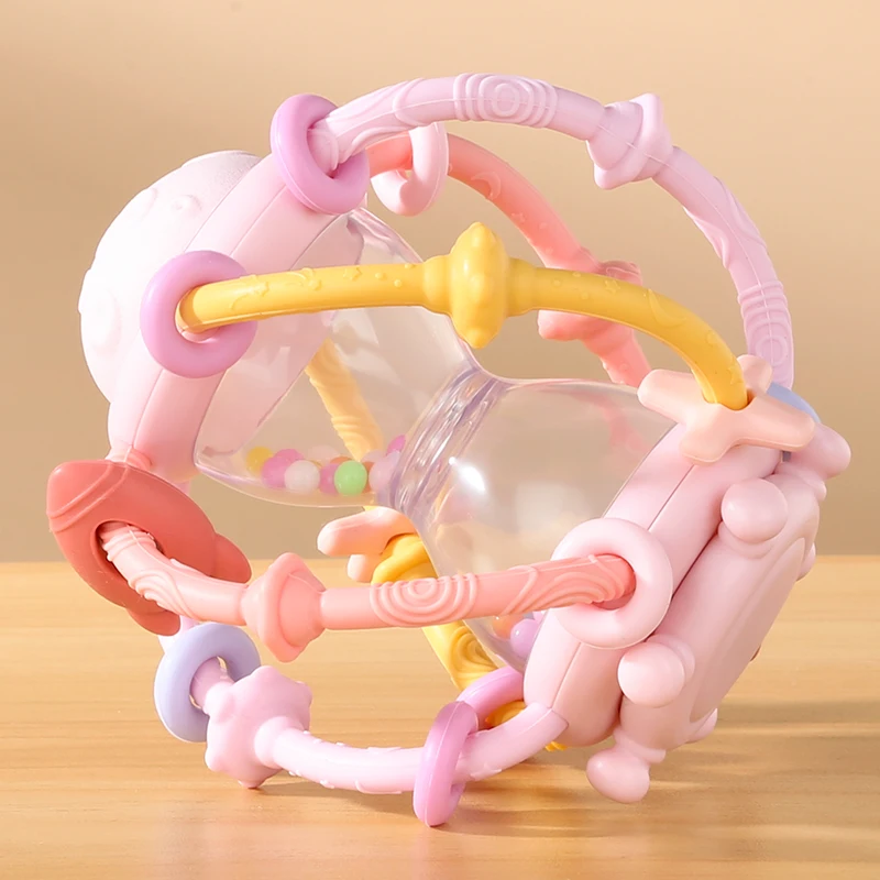 KEAN Bpa Free New Montessori Newborn Baby Chew Teething Toy Hourglass Rattle Teethers Silicone Sensory Toys For Babies