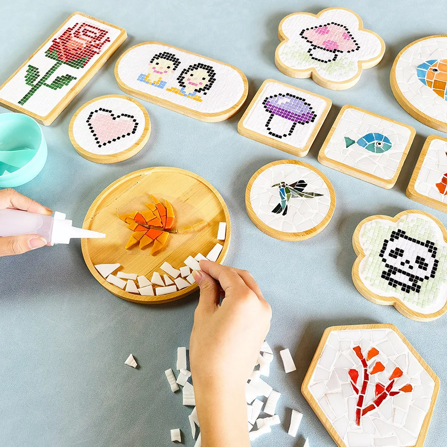 New Creative Educational Toys Coaster DIY Accessories Kids Art Craft Cup Mats Handmade DIY Kits