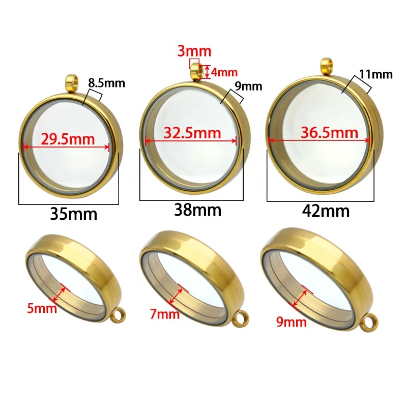 Thicker Floating Glass Memory Locket Pendant Twist 35/38/42mm Stainless Steel Glass Medallion Photo Charms Jewelry Women Gift