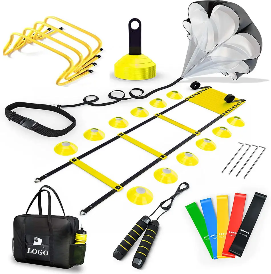 Agility ladder speed training equipment football training equipment with hurdles cones & resistance parachute
