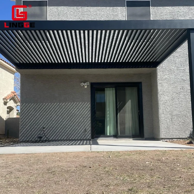 Garden Louver Roof Pavilion Customized Electric Aluminum Gazebo Waterproof Outdoor Pavilion No Rust Garden Gazebo