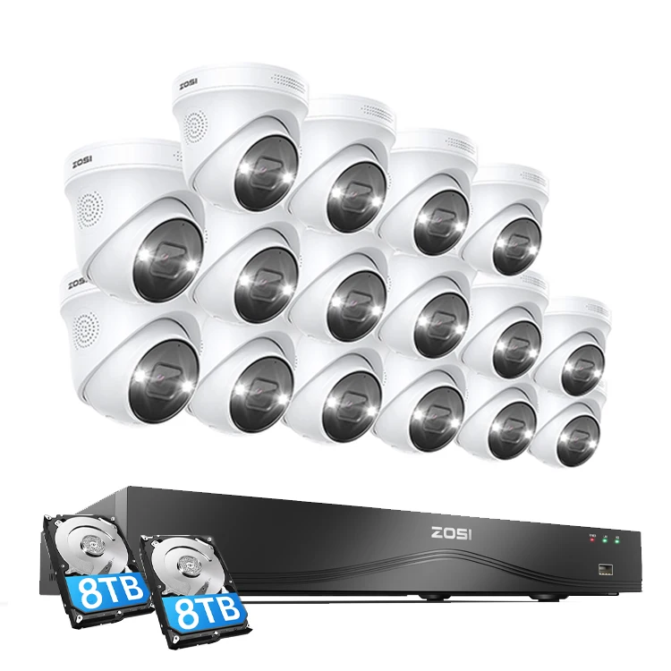 4k Security Camera System 16ch NVR Motion Detection Two Way Audio Poe 5mp Cctv Kit Ip Camera