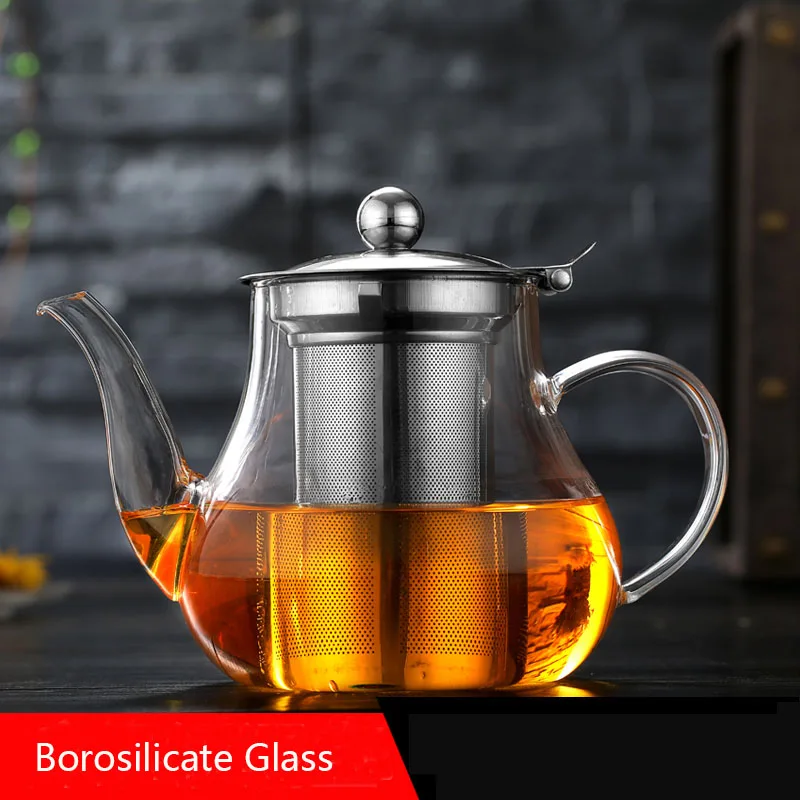 800ml Chinese Kung fu tea pot glass heat-resistant tea set with stainless steel strainer