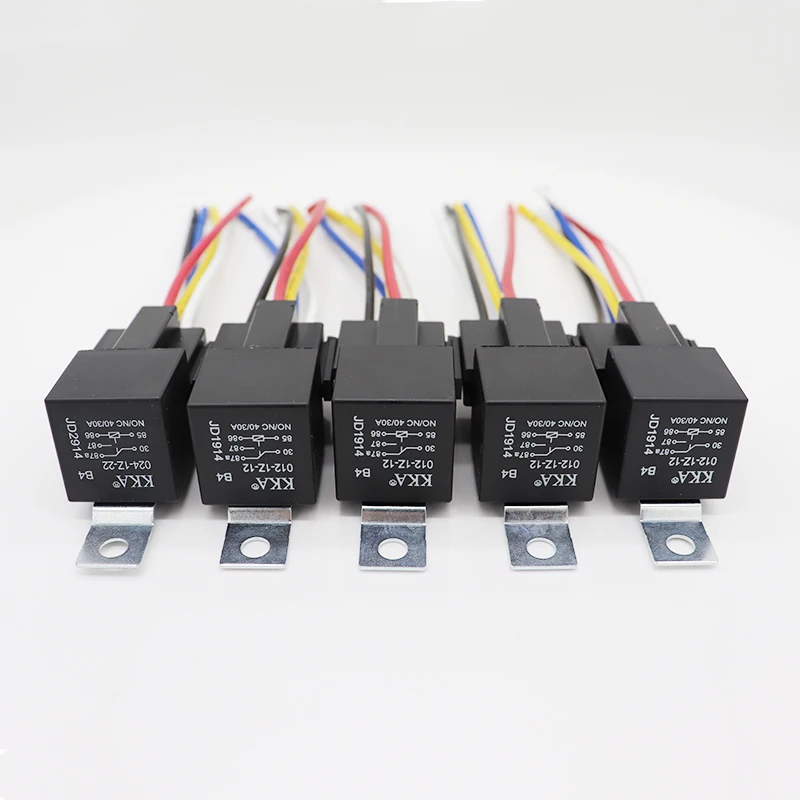 12V 5pin Universal 40A Automotive Relay with Wire Harness Socket, JD1914 Car Relay Wire Harness Customization Available