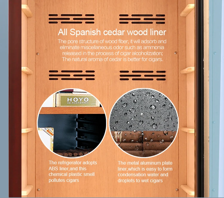 Factory Direct Offer Premium natural wooden constant humidity &temperature cigar humidor cabinet