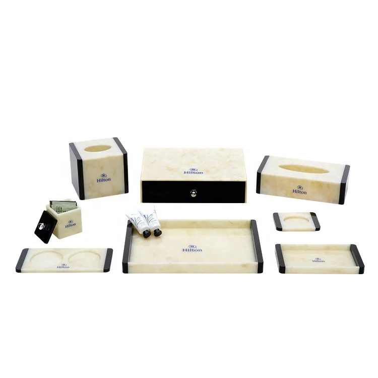 Wholesale Bespoke Bath Accessories 5 Star Hotel Bathroom Holder Set Amenity Tray