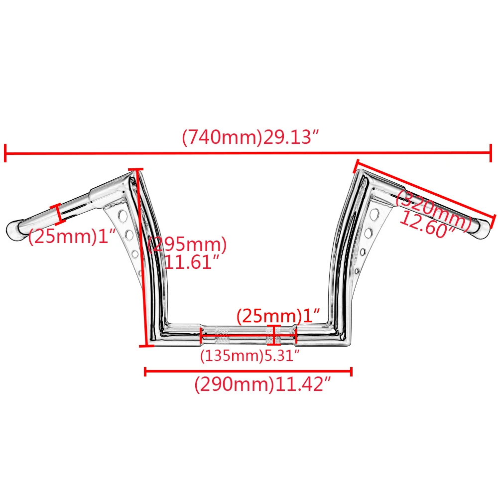 Ручки-вешалки 12 дюймов для Harley Softail Deluxe FLSTN Fat Boy Sportster 1200 48 72XL 883 Touring 25 мм