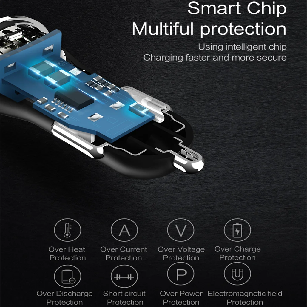 
USAMS US-CC028 QC 3.0 USB Cargador 2.4A 18W Power Delivery Cheap Dual Ports Adapter ABS Car Charger for Android 