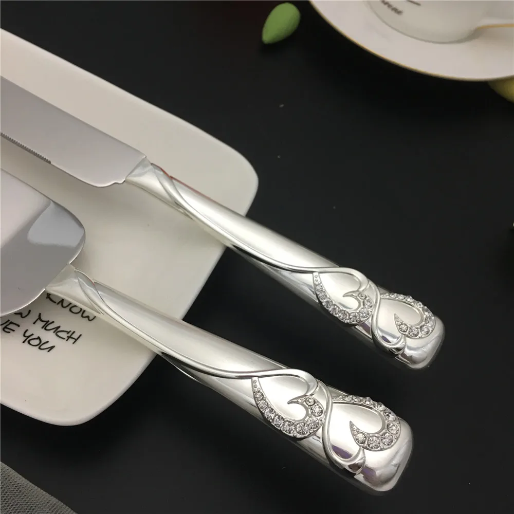 High grade stainless steel Anniversary Vintage Party cake shovel Decoration Silver Wedding cake knife and server set