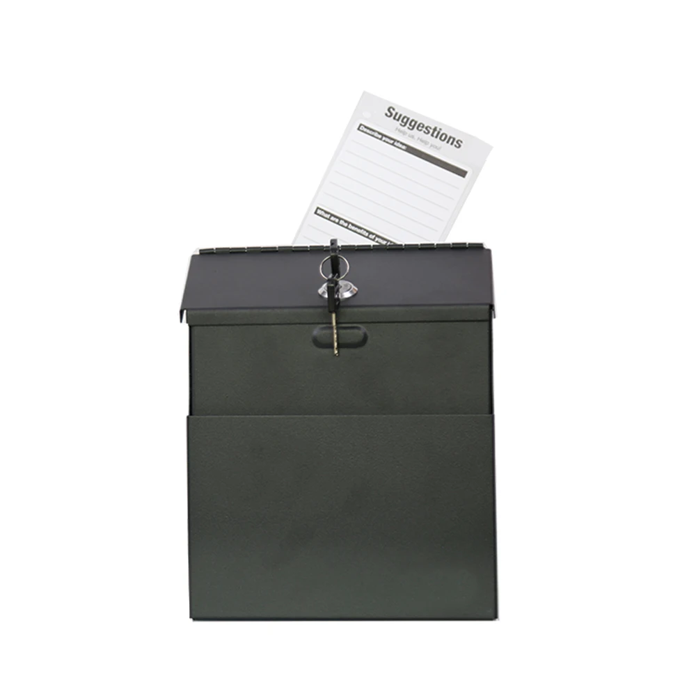 Secure Donation Box Mailbox Wall Mounted Suggestion Boxes With Key Lock for hotel office with 50 free cards