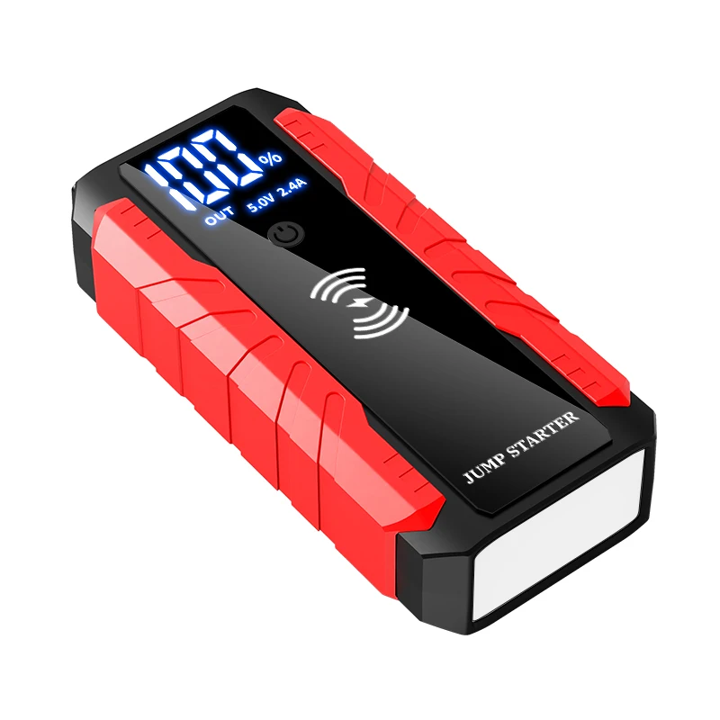 Многофункциональный стартер 20000 мАч с беспроводной зарядкой, большой экран со светодиодным светом