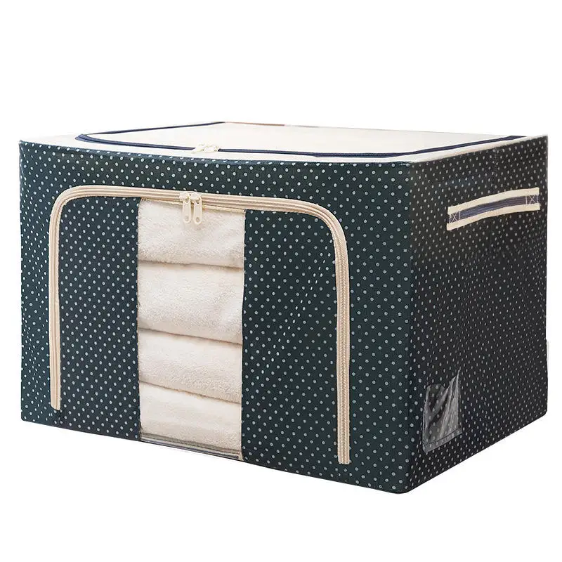 100L Factory wholesale  steel frame storage box Oxford cloth quilt storage bag foldable clothing storage box