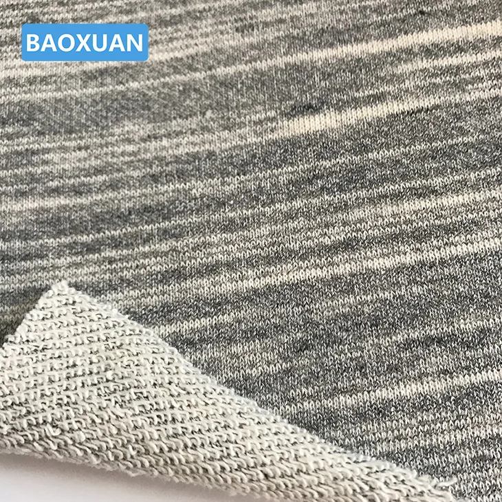 80 хлопок 20 поли впрыска CVC пространство окрашенные серый меланж французский Терри ткань для спортивной одежды