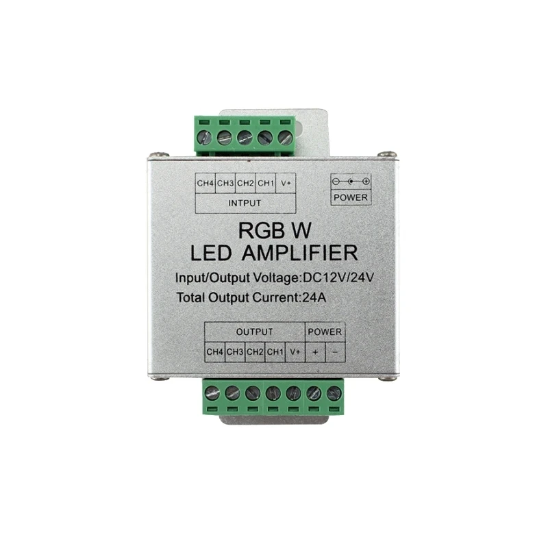 RGBW Amplifier DC 12V 24V 24A Aluminium case LED PWM Signal Repeater Extender for 5050 2835 COB Strip Lights Dimmer Controller