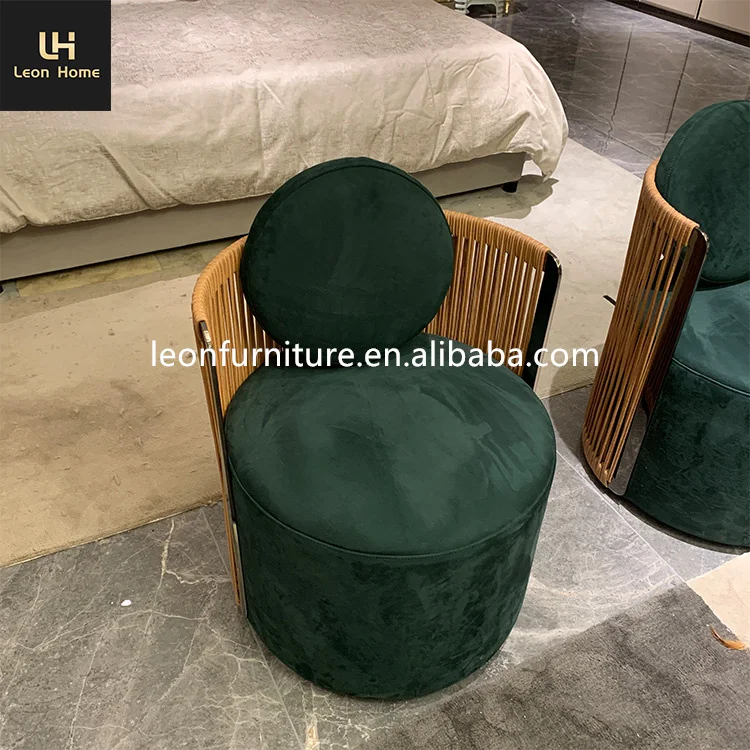 Elegant Classic Design Luxury Style Green Nubuck Fabric Leisure Chair Modern Living Room