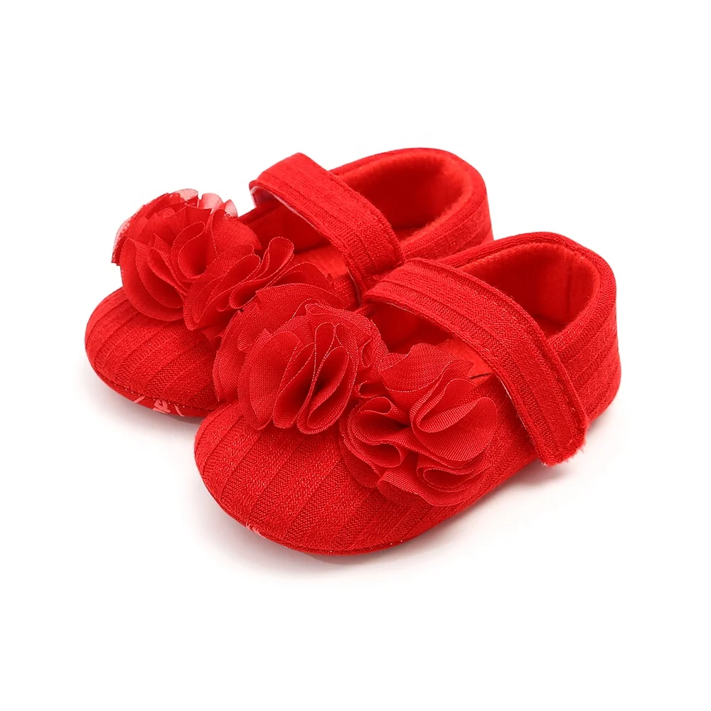 Guangzhou Suppliers Floral Newborn Soft Sole Girl Knitting Baby Shoes