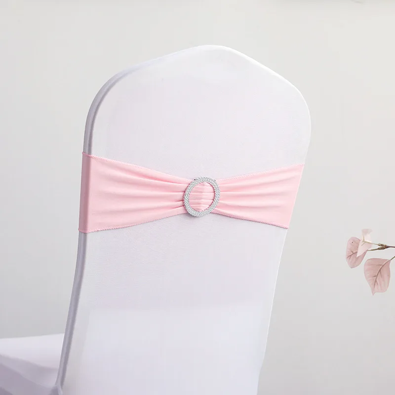 Hotel Wedding Chair Back Cover Decoration Bow Floral Elastic Strap