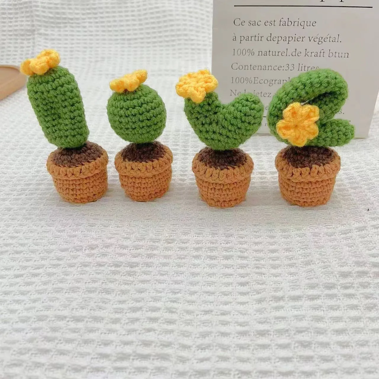 Christmas Valentines Day Gift DIY Crochet Fower Potted Handmade Mini Flowerpot Rose Flowers Crochet Tulips Knitted Flowers