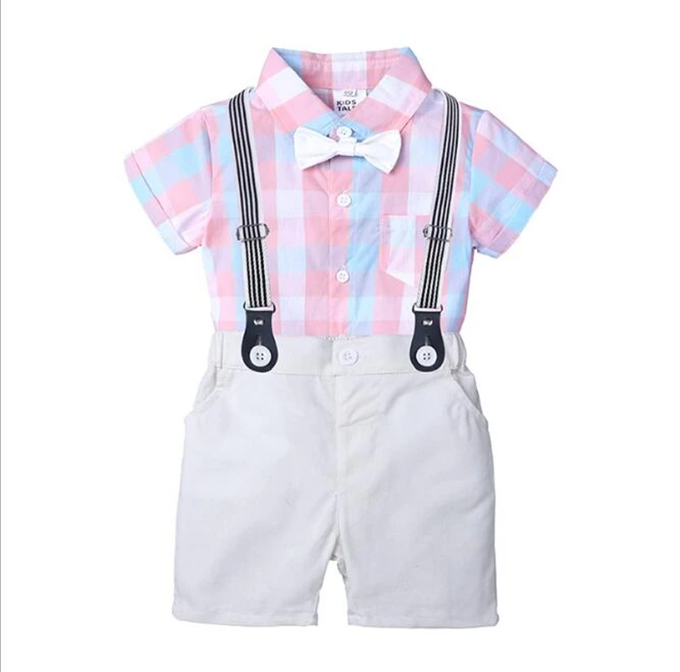 ZHG10 Summer Toddler Boy Clothes Set Casual  Print Shirt Tops+Shorts Fashion Clothing Set