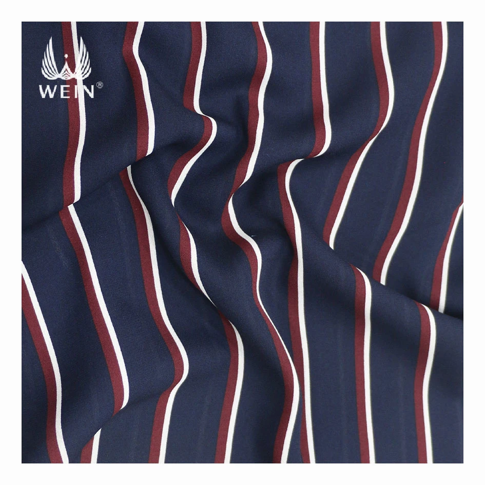 WI-B08-92597 темно-морской синий цвет двойная полосатая печать полиэфирная шифоновая ткань для платья блузка дизайнерская DIY