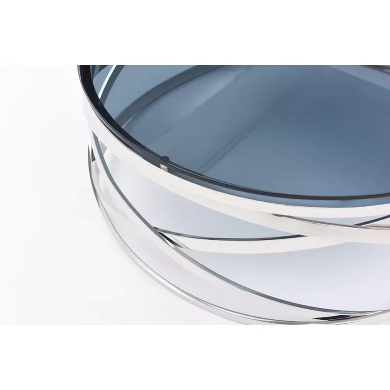 Modern Design Nordic Stainless Steel Living Room Furniture Smoked Tempered Glass Top Round Coffee Table