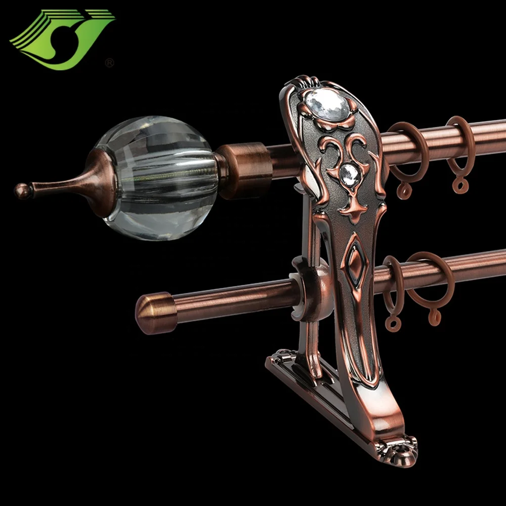 D0058 оптовая продажа роскошные Заводские карнизы и рельсы аксессуары регулируемый кристалл наконечник набор двойных карнизов