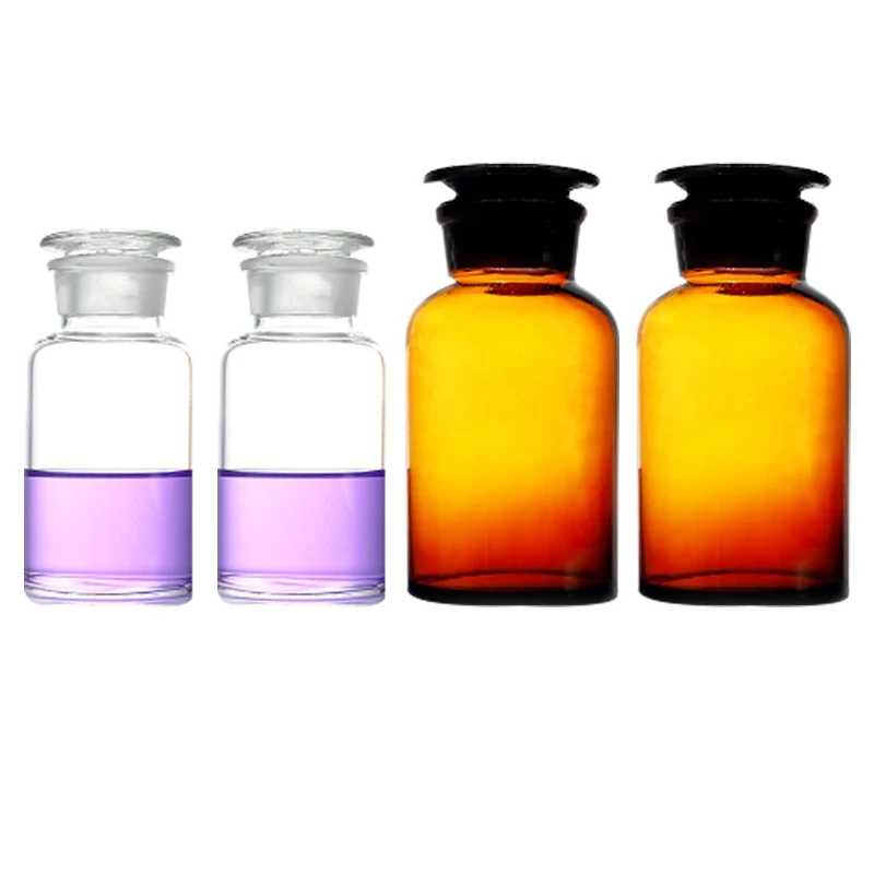 30ml 60ml 125ml 250ml 500ml 1000ml Wide mouth Small Mouth Reagent Bottle Glass Material Transparent Amber Reagent Bottle