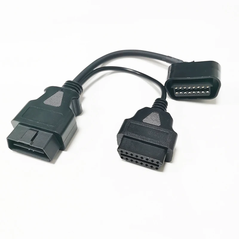 Replacement For Ford 16pin OBDII OBD2 Splitter Y Cable Male to Double Female Automotive Vehicle Car Wire Lead Cord