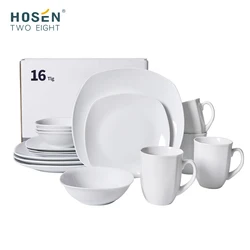 Horeca Party Dinner Set Wholesale Classics OEM/ODM Square Ceramic Plates Set Coffee Cups China  Fine Porcelain Tableware Mugs