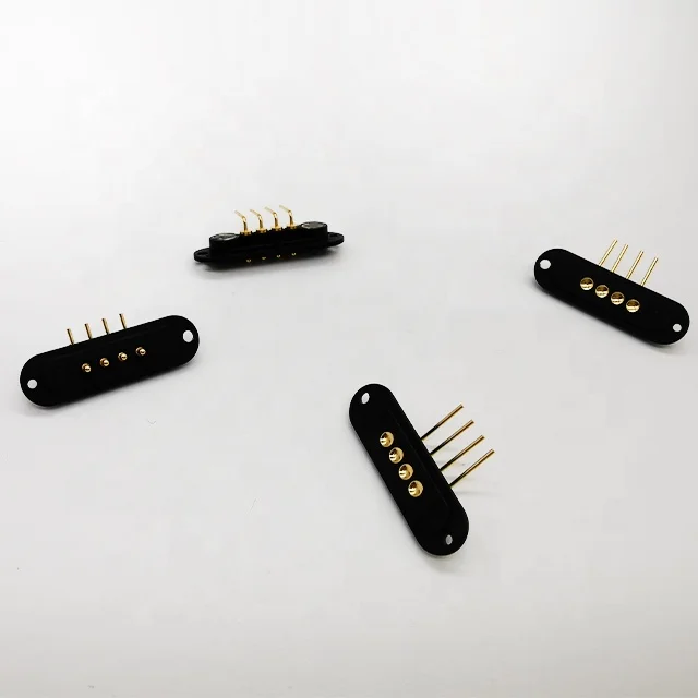 4 pin right angle pogo pin gold plated brass connectors 2.54mm pitch female and male