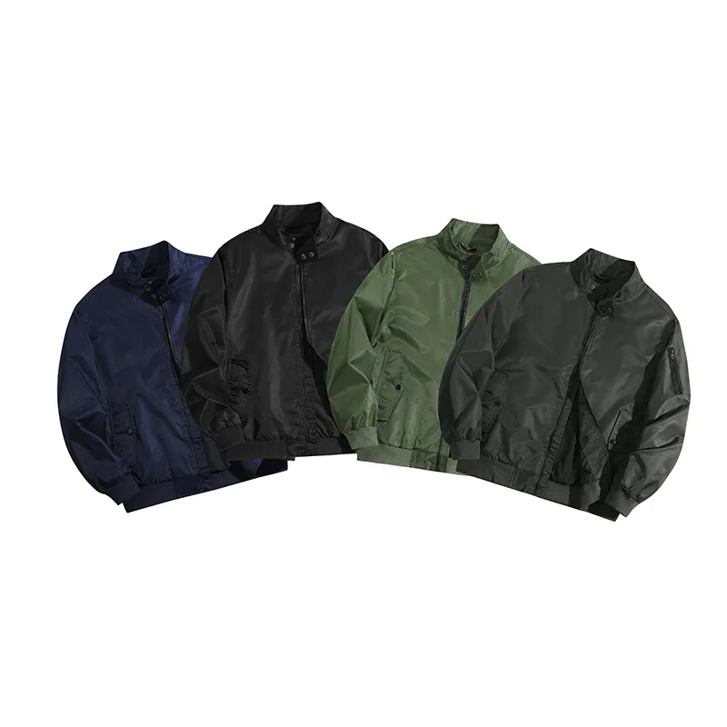 Aoyema OEM Wholesale Spring Autumn Stand Collar satin Bomber varsity jackets Wholesale streetwear Jacket Baseball Zip-up Coats