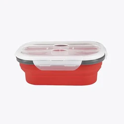 Wholesale Creative Silicone Storage Container Retractable Folding Bowl With Fork Collapsible Bento Box Fresh-keeping Box