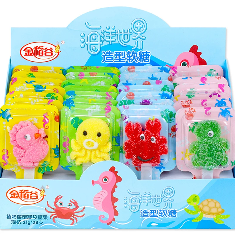 Custom Funny Turtle Crab Octopus Seahorse Seaworld Animals Gummy Jelly Candy For Kids