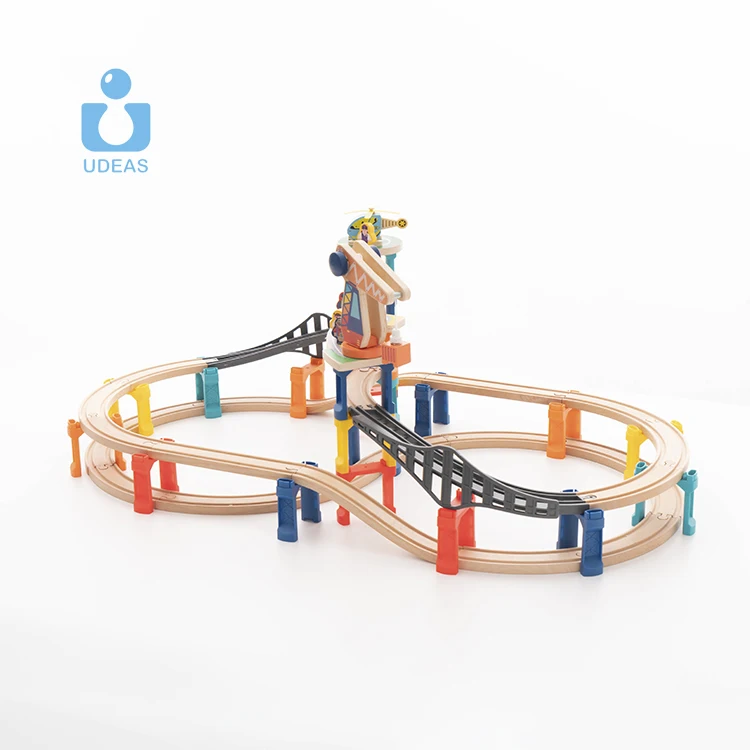 Classic luxury kids big large scale wooden train toy set