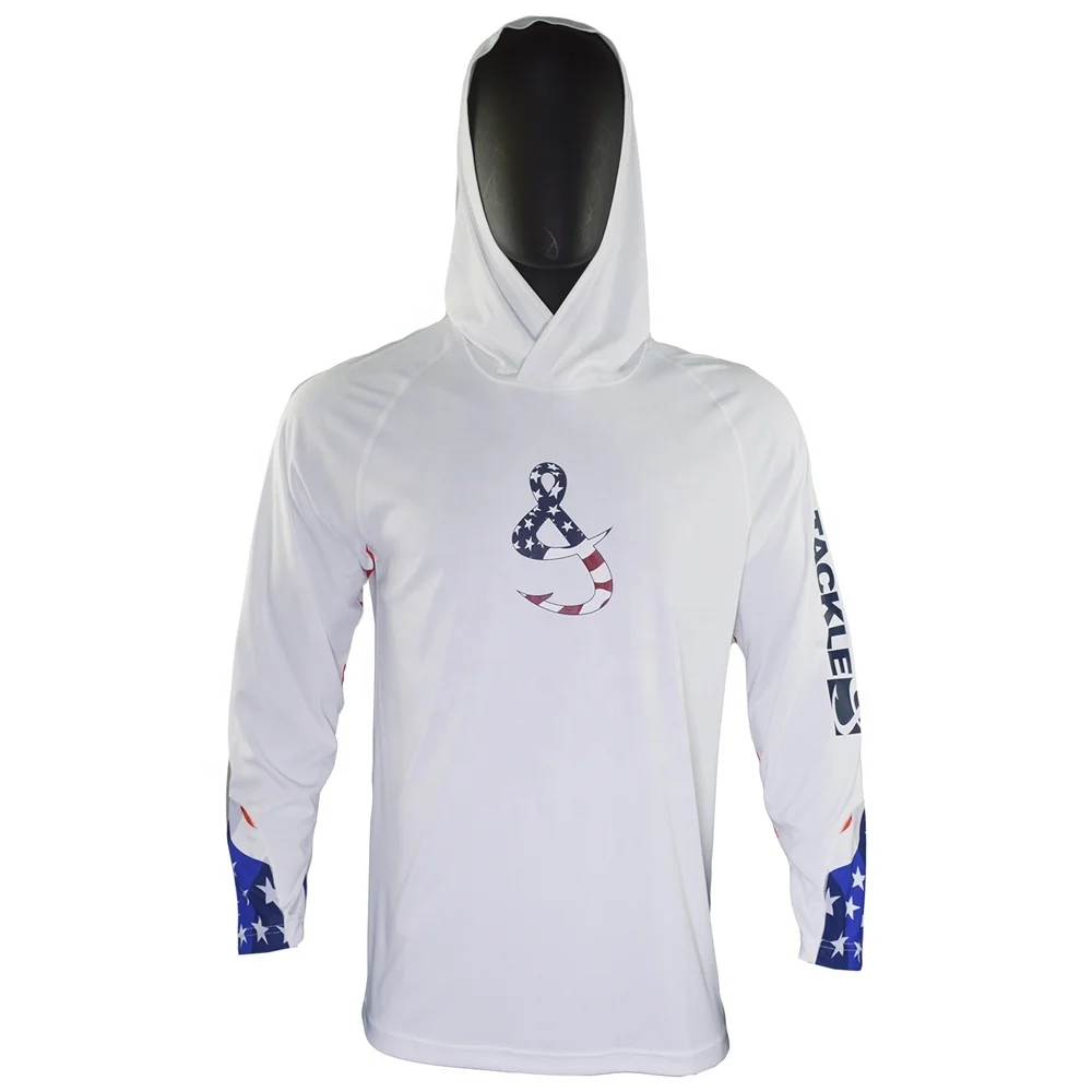 American Flag Mens Functional Sublimation Long Sleeve Fish Shirts Hoody Fishing