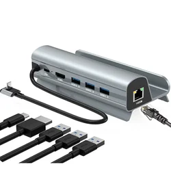 New 2023 6 in 1 USB C Type C Hub Multiport Docking Station With 4K HDMI USB3.0 PD Charging 1000M for Macbook Windows Steam Deck