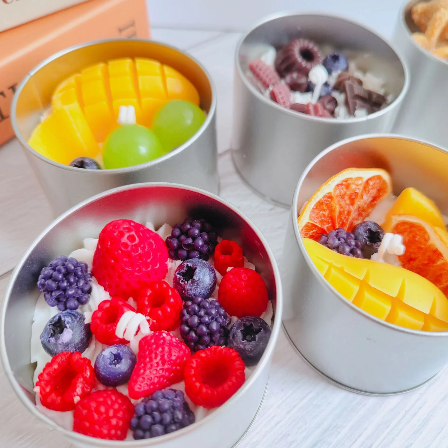 new design soy wax handmade cereal candles custom scent shell scented candle in tin bowl private label