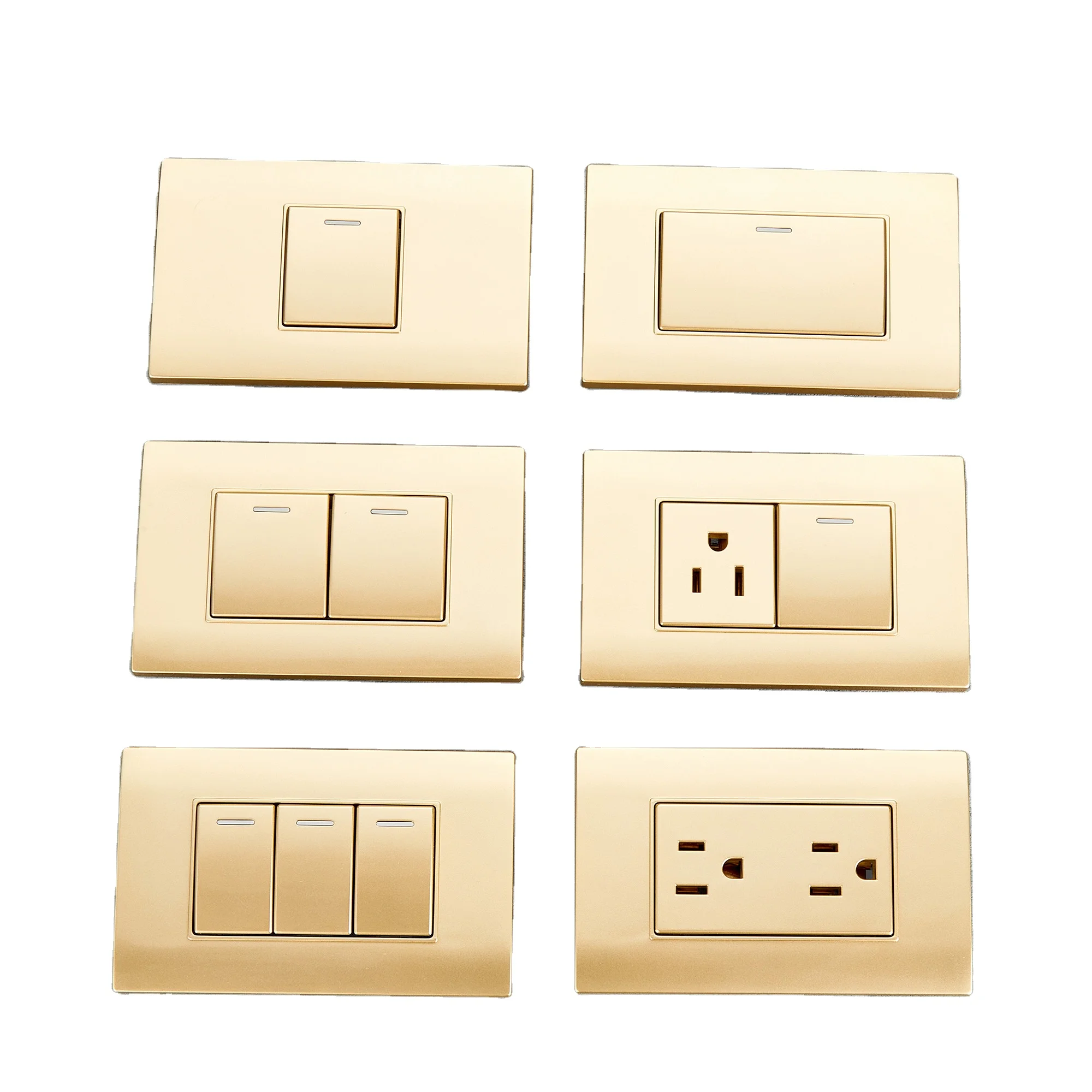AK series champagne color indoor Wall switch New Room Decoration US standard and Italy wall switch