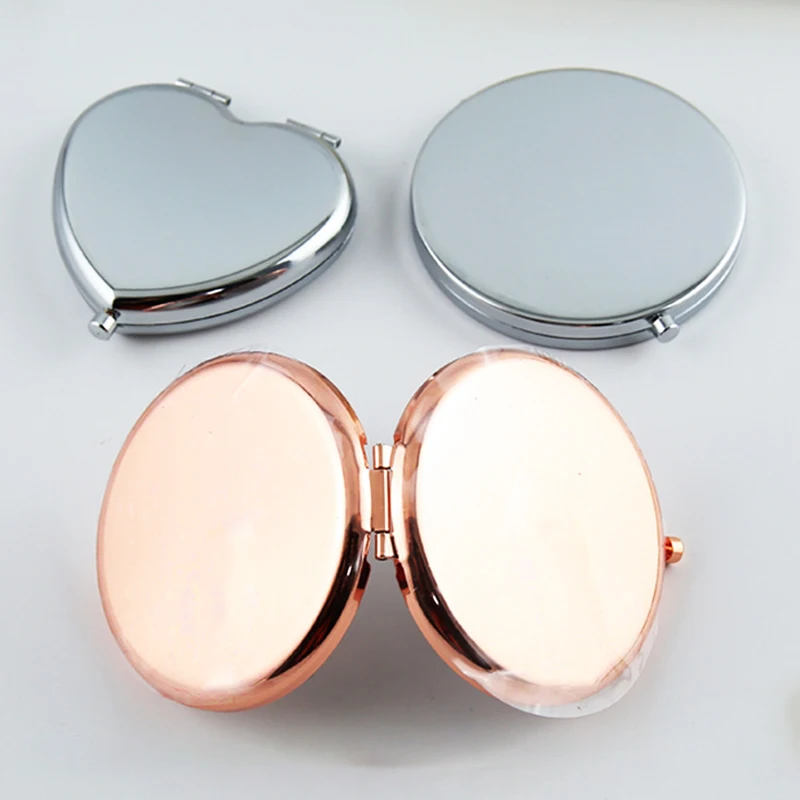 Round rose gold Metal Pocket Mirror Promotional Gift Blank Laser Engrave compact mirrors mini small dressing makeup mirror