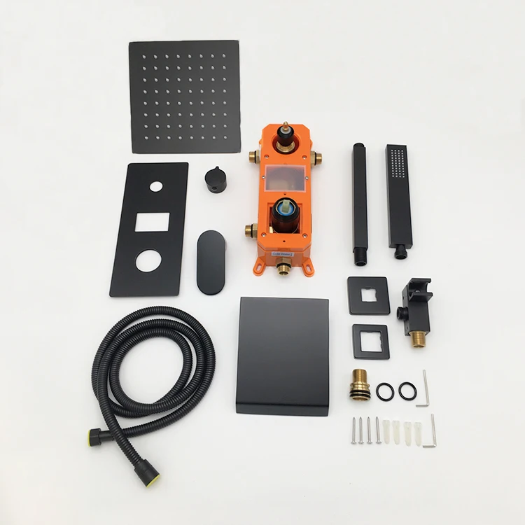 High quality matte black shower system combo Set 3 Way ceiling mounted  digital display rainfall shower faucet