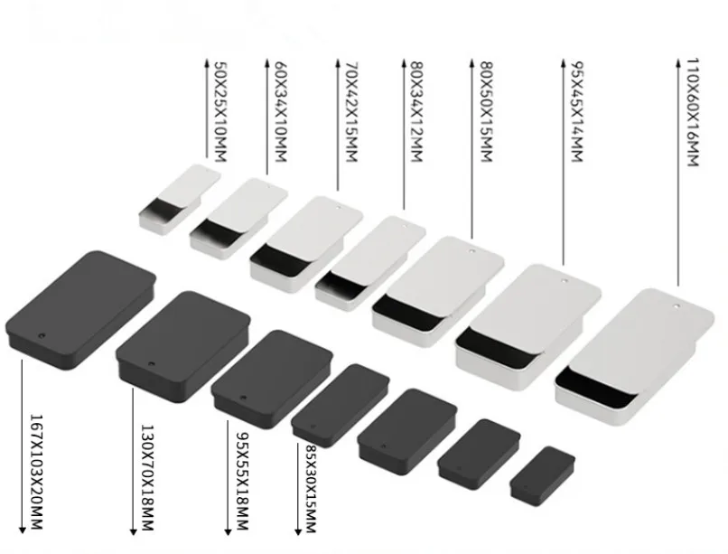 Metal tea tin can Square Rectangle tinplate tin box sliding closure Cosmetic Candy jar Metal Box jewelry boxes christmas gift