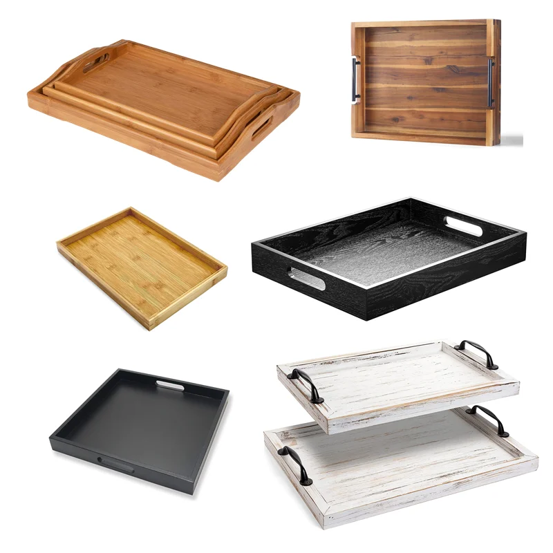 Factory customized various styles of Wooden nested serving tray bamboo display jewelry tray