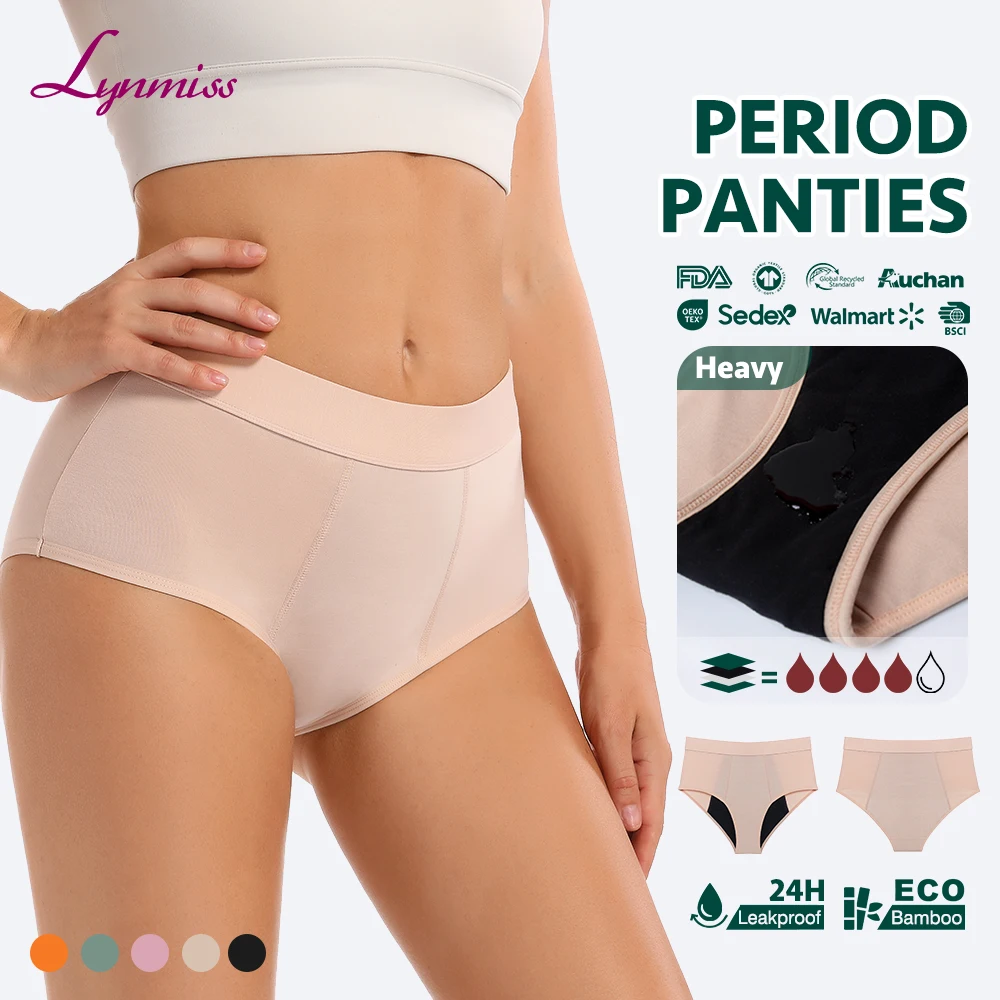 LYNMISS 4-слойное женское непроницаемое многоразовое менструальное нижнее белье дышащее бамбуковое Лидер продаж менструальный период