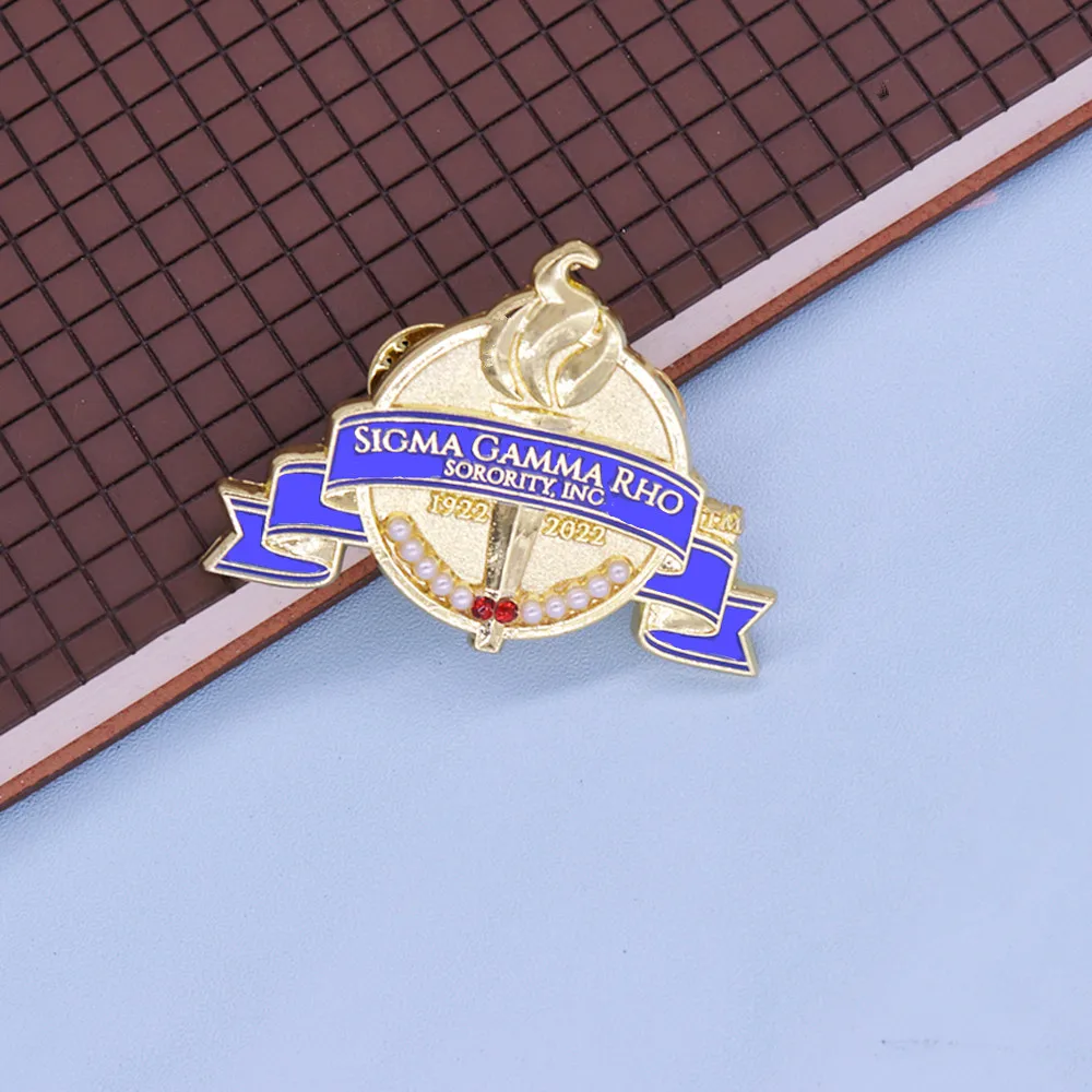 Party Wear Anniversary Gifts Jewelry Custom Metal Since Year 1922 To 2022 Sorority 100 YRS Greek Club Nine Sigma Gamma Rho Pin